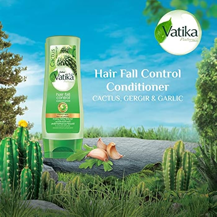 Vatika Naturals Hair Fall Control Conditioner (180mL) | Natural Extract of Cactus and Ghergir | Promotes Strenght and Nourishment | For Dry and Damaged Hair - Image 3